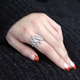 Rhodium Brass Ring with AAA Grade CZ  in Clear