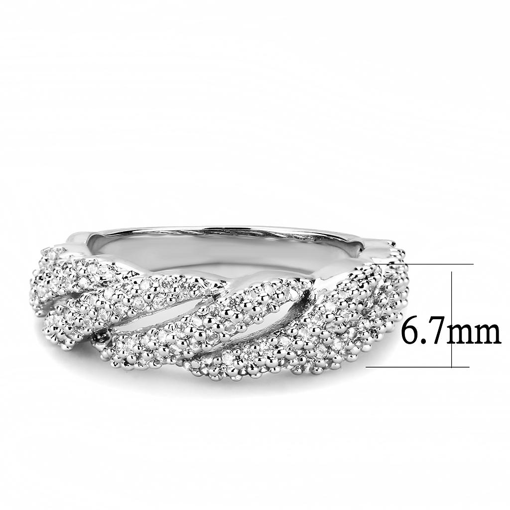 Rhodium Brass Ring with AAA Grade CZ  in Clear