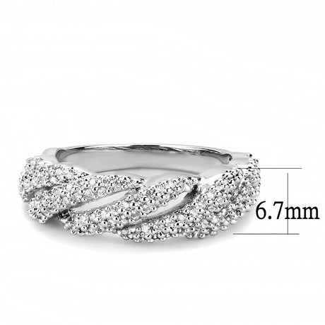 Rhodium Brass Ring with AAA Grade CZ  in Clear