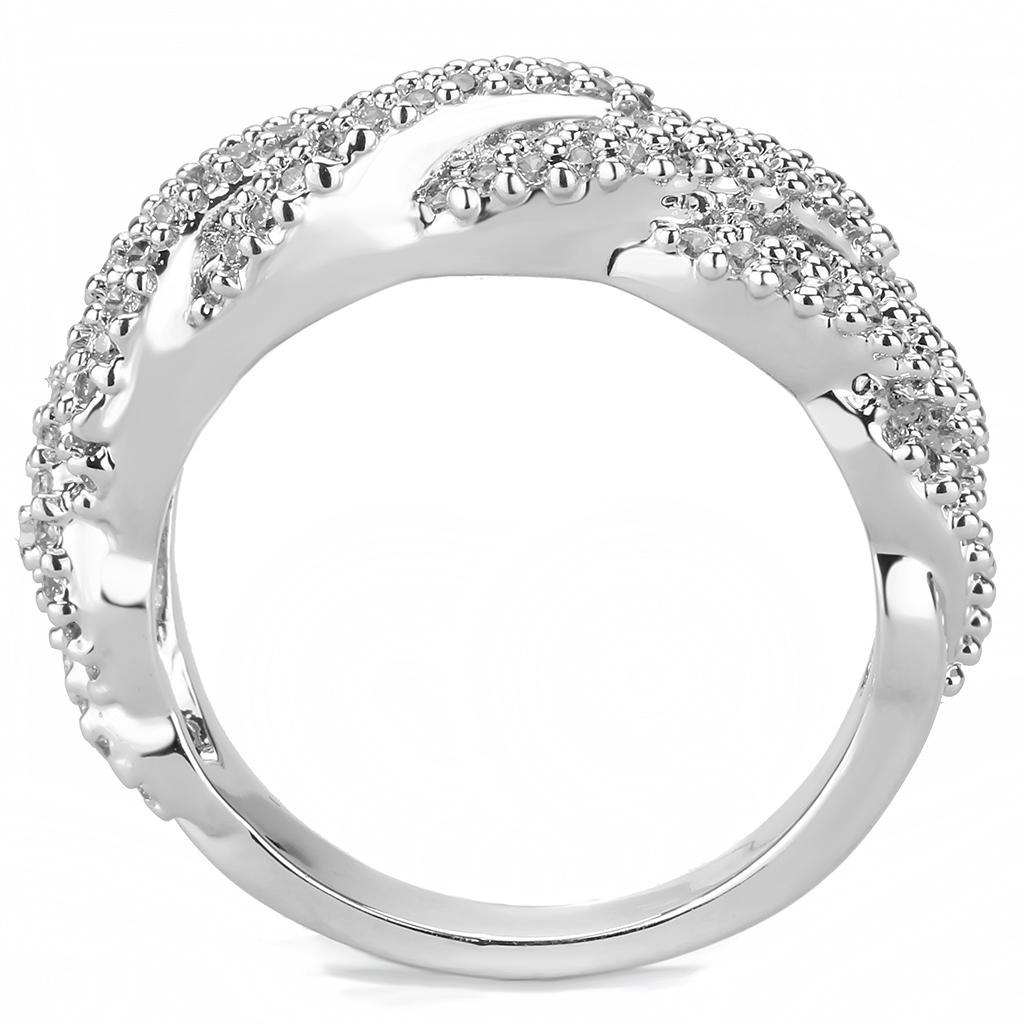 Rhodium Brass Ring with AAA Grade CZ  in Clear