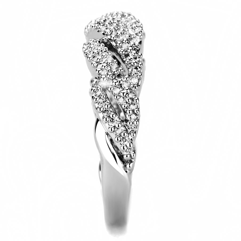 Rhodium Brass Ring with AAA Grade CZ  in Clear