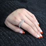 Rhodium Brass Ring with AAA Grade CZ  in Clear