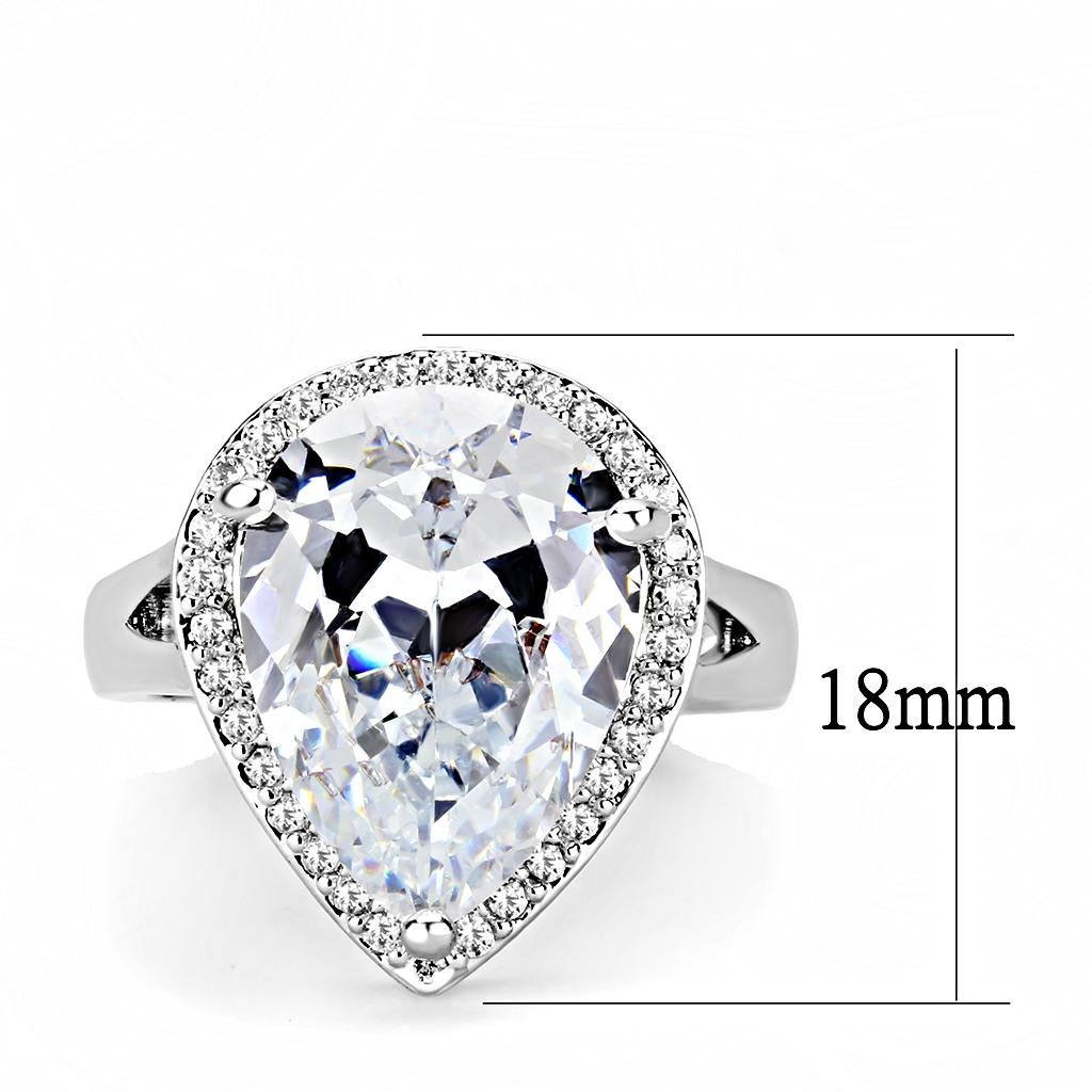 Rhodium Brass Ring with AAA Grade CZ  in Clear