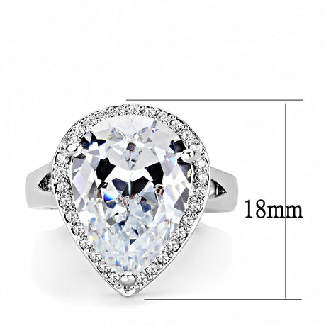 Rhodium Brass Ring with AAA Grade CZ  in Clear