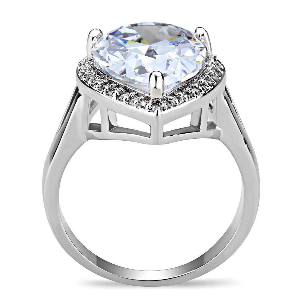 Rhodium Brass Ring with AAA Grade CZ  in Clear