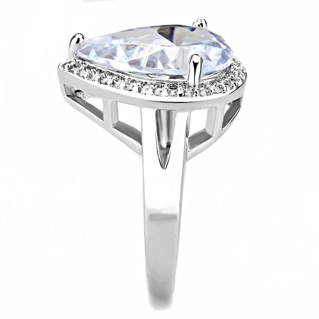 Rhodium Brass Ring with AAA Grade CZ  in Clear