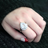 Rhodium Brass Ring with AAA Grade CZ  in Clear