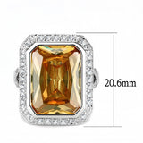 Rhodium Brass Ring with AAA Grade CZ  in Champagne