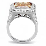 Rhodium Brass Ring with AAA Grade CZ  in Champagne