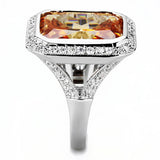 Rhodium Brass Ring with AAA Grade CZ  in Champagne