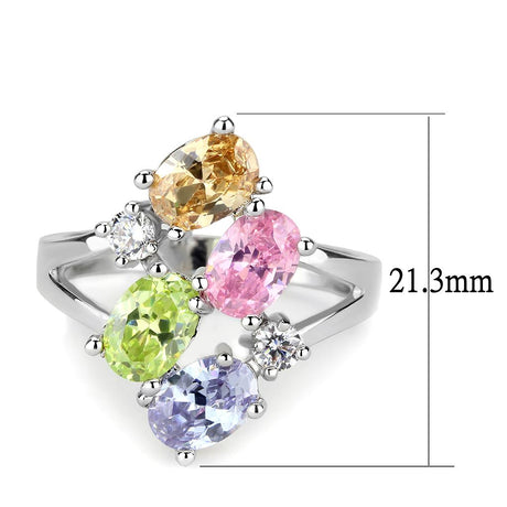 Rhodium Brass, AAA CZ , Multi Color - 3W1474