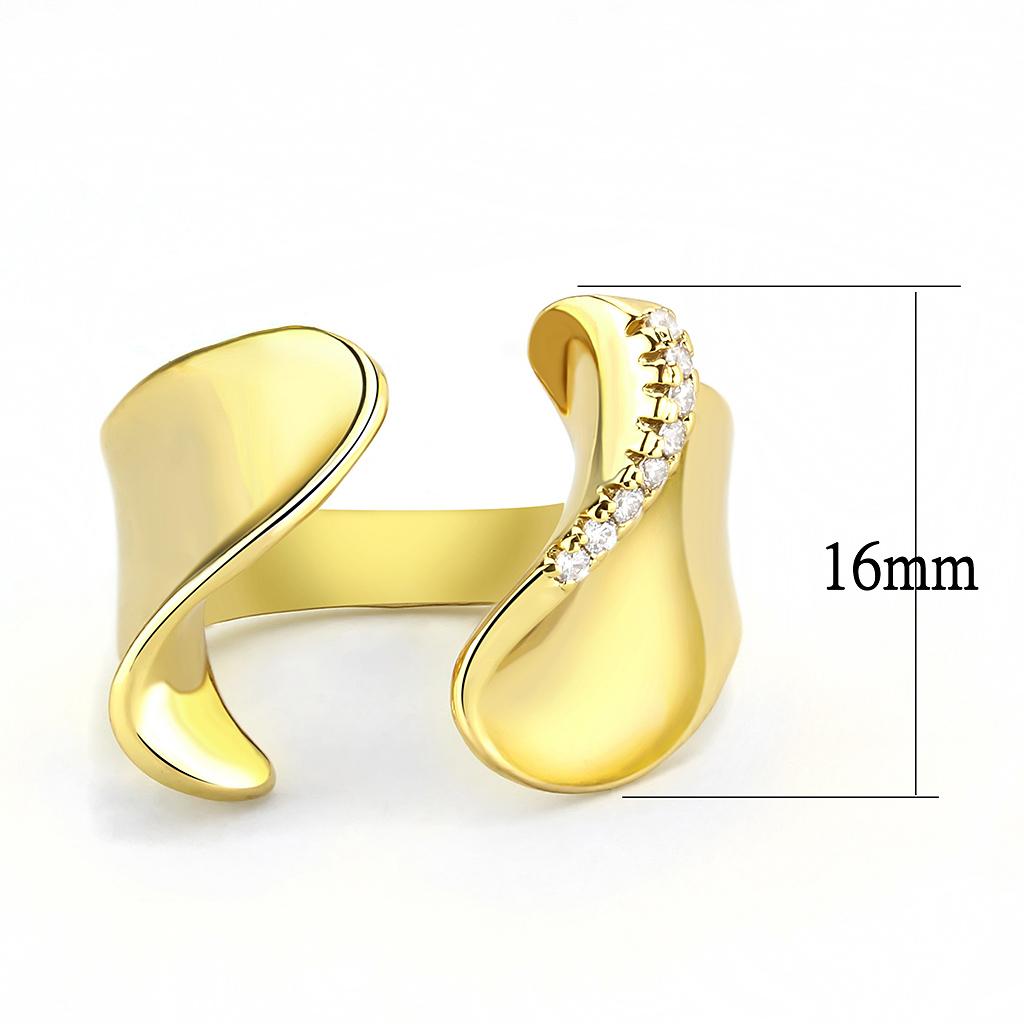 Gold Brass Ring with AAA Grade CZ  in Clear
