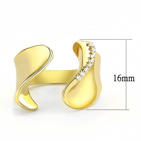 Gold Brass Ring with AAA Grade CZ  in Clear