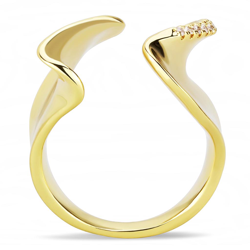 Gold Brass Ring with AAA Grade CZ  in Clear