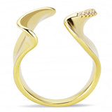 Gold Brass Ring with AAA Grade CZ  in Clear