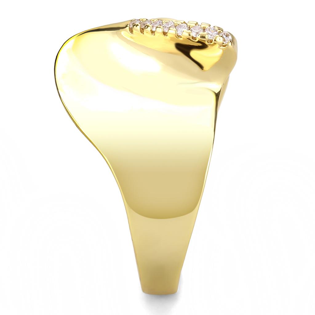 Gold Brass Ring with AAA Grade CZ  in Clear