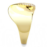 Gold Brass Ring with AAA Grade CZ  in Clear