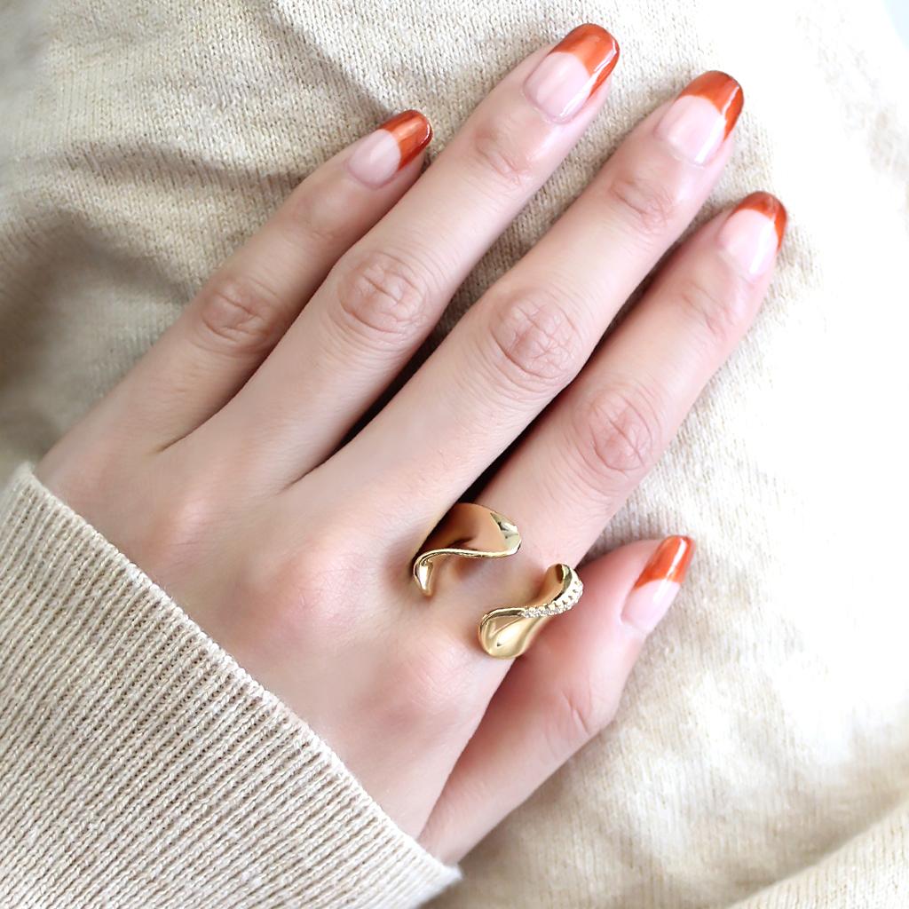 Gold Brass Ring with AAA Grade CZ  in Clear