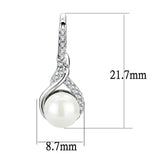 Rhodium Brass Earrings with Synthetic Pearl in White