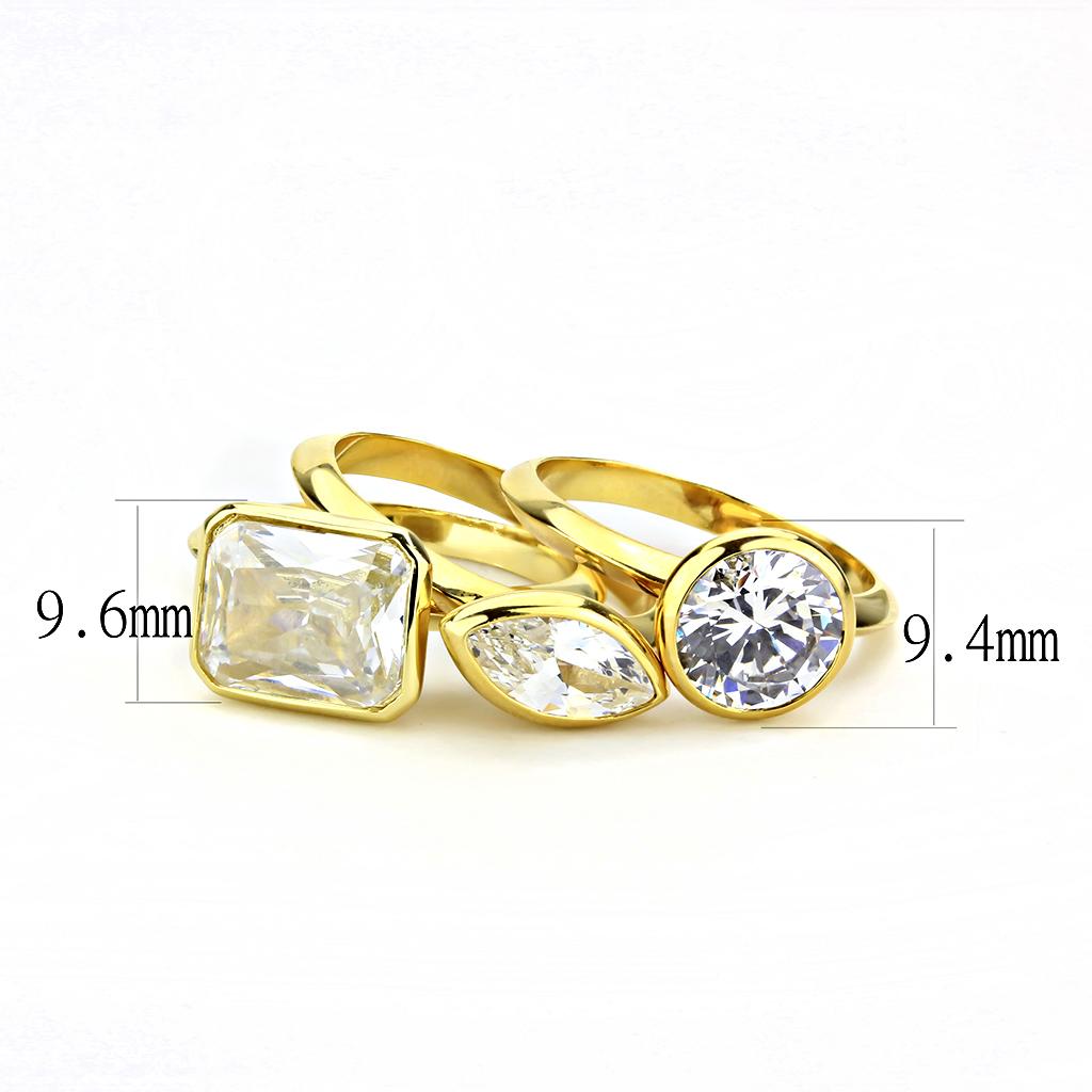 Gold Brass Ring with AAA Grade CZ  in Clear