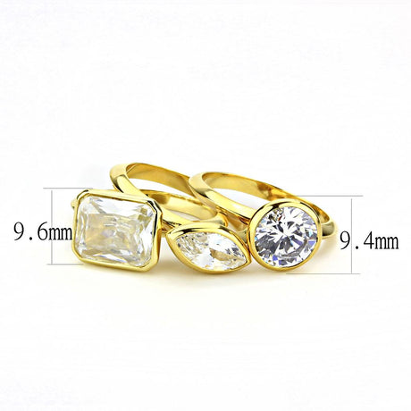 Gold Brass Ring with AAA Grade CZ  in Clear