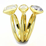 Gold Brass Ring with AAA Grade CZ  in Clear