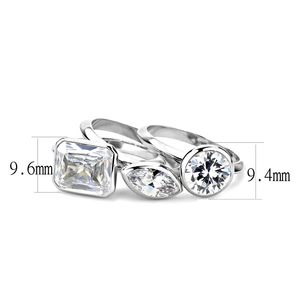 Rhodium Brass Ring with AAA Grade CZ  in Clear
