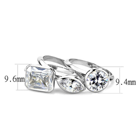 Rhodium Brass Ring with AAA Grade CZ  in Clear