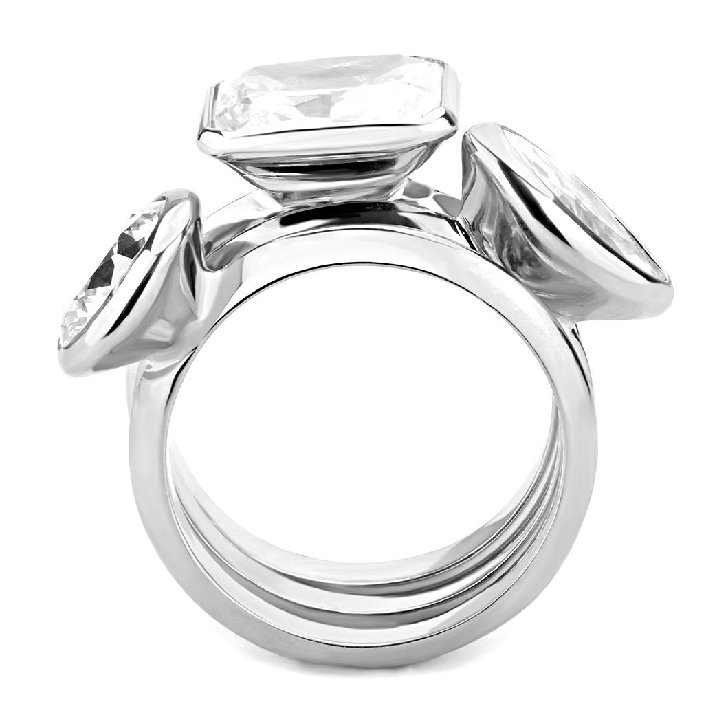Rhodium Brass Ring with AAA Grade CZ  in Clear