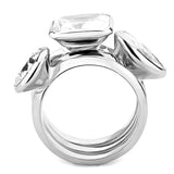Rhodium Brass Ring with AAA Grade CZ  in Clear