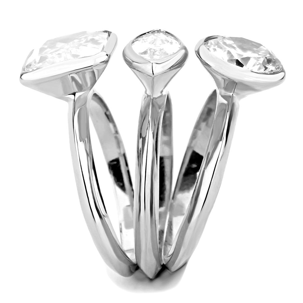 Rhodium Brass Ring with AAA Grade CZ  in Clear