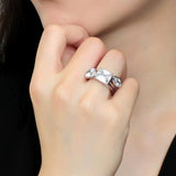 Rhodium Brass Ring with AAA Grade CZ  in Clear