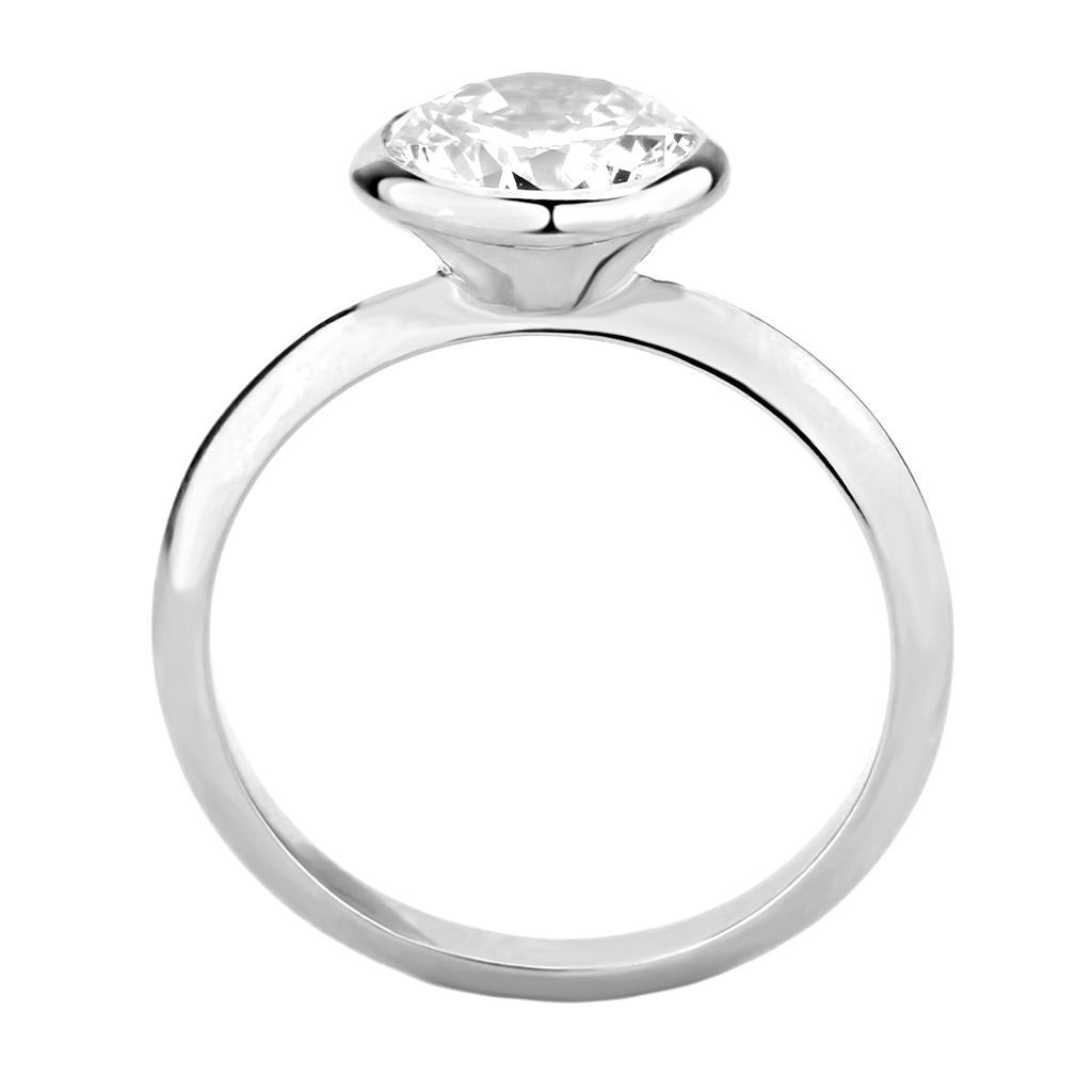 Rhodium Brass Ring with AAA Grade CZ  in Clear