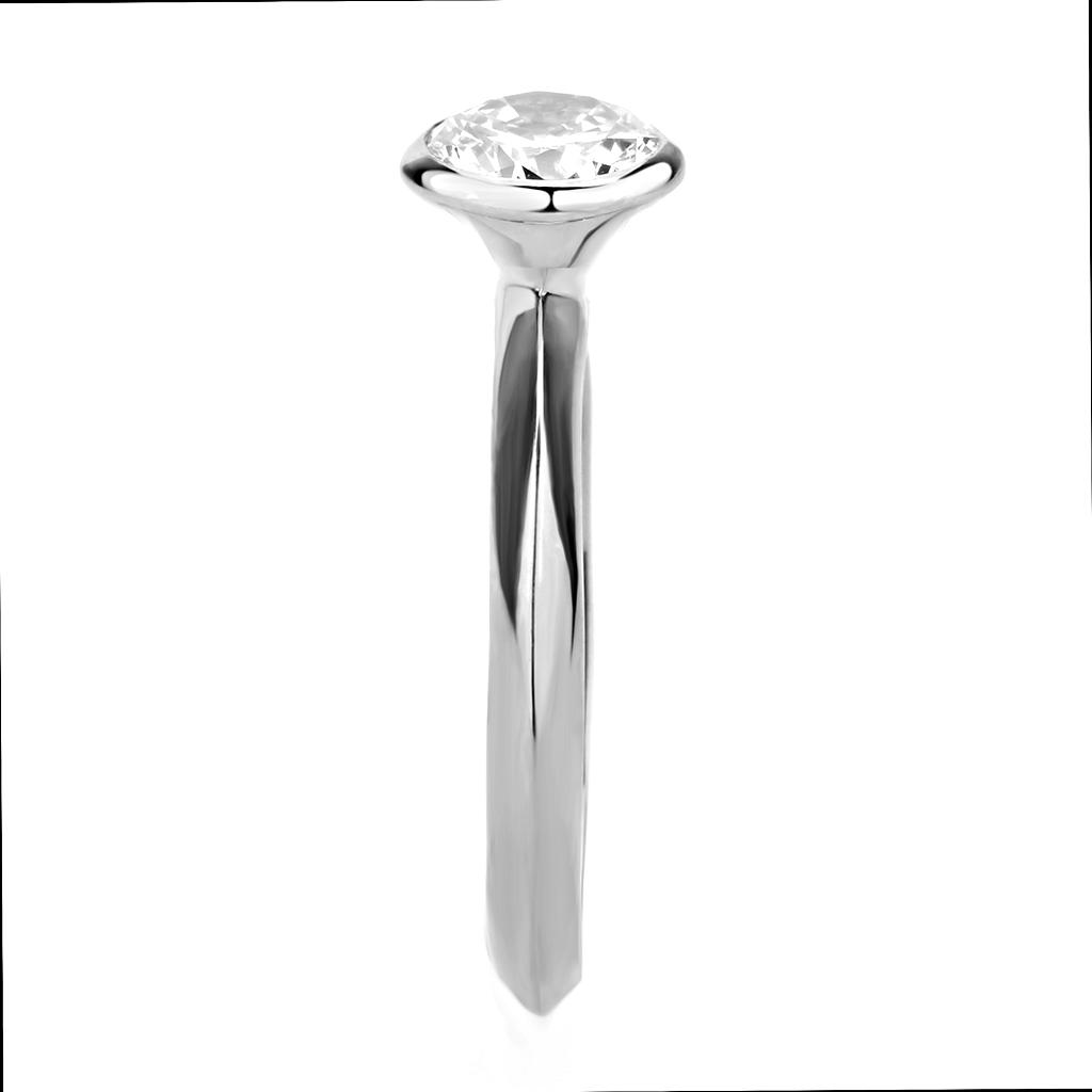 Rhodium Brass Ring with AAA Grade CZ  in Clear