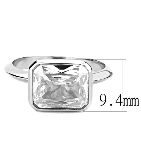 Rhodium Brass Ring with AAA Grade CZ  in Clear