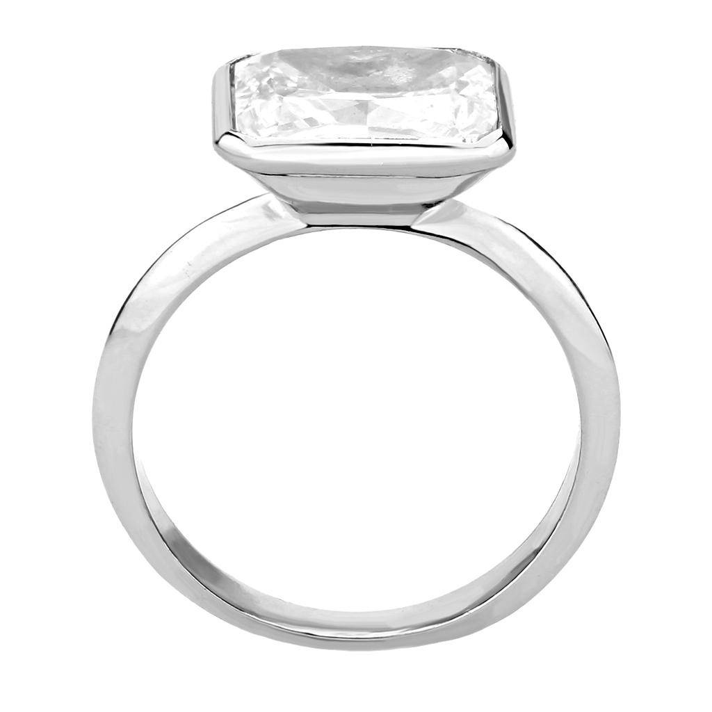 Rhodium Brass Ring with AAA Grade CZ  in Clear