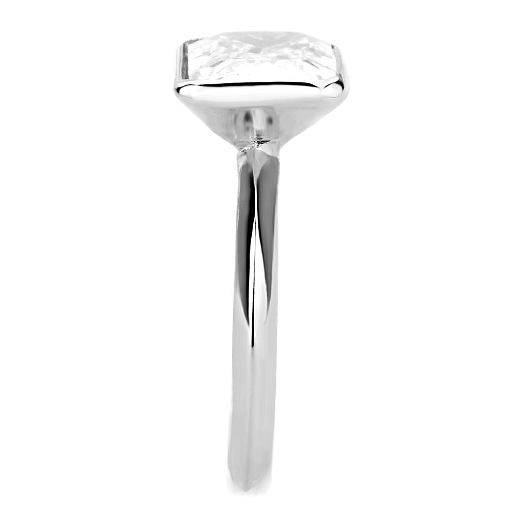 Rhodium Brass Ring with AAA Grade CZ  in Clear
