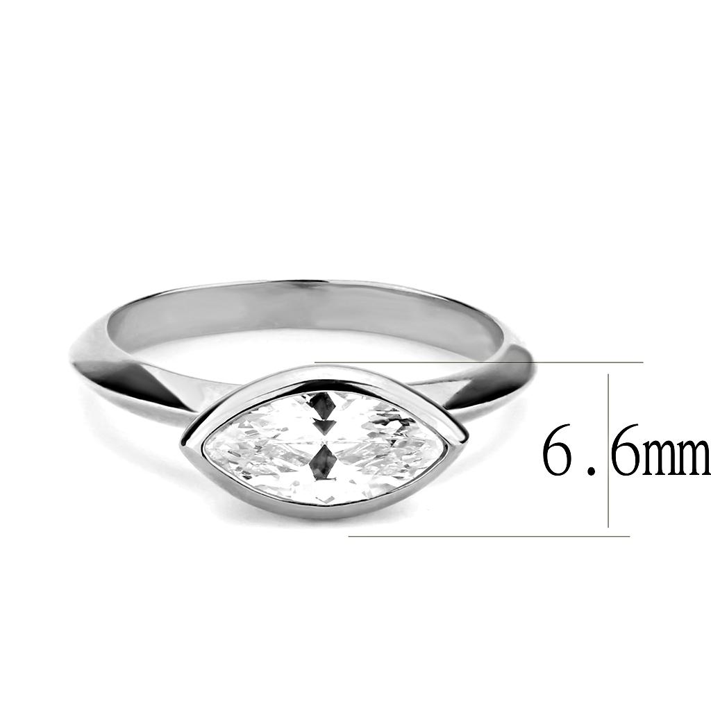 Rhodium Brass Ring with AAA Grade CZ  in Clear