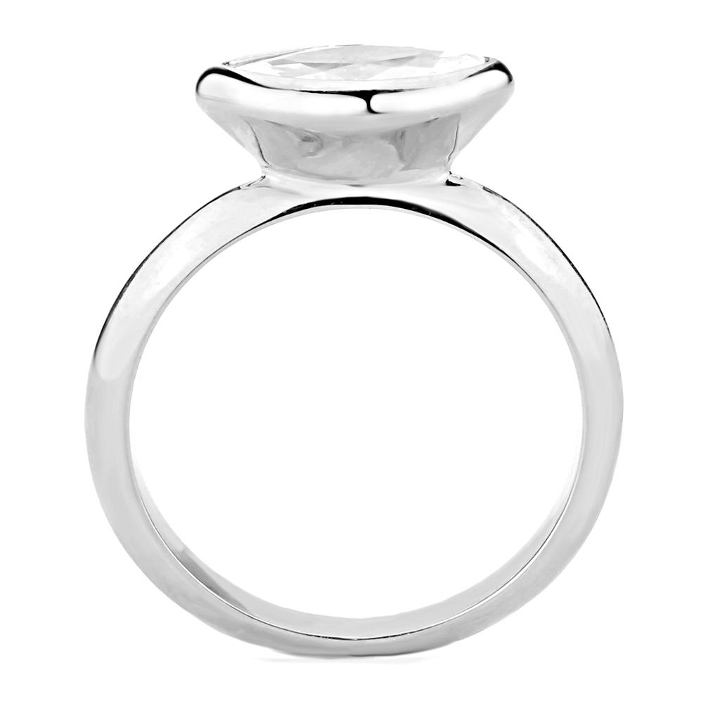 Rhodium Brass Ring with AAA Grade CZ  in Clear