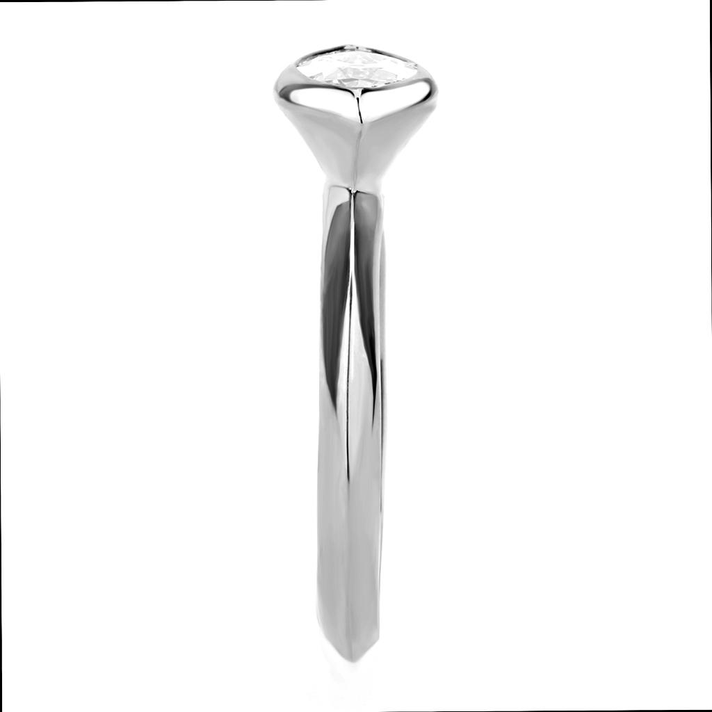 Rhodium Brass Ring with AAA Grade CZ  in Clear