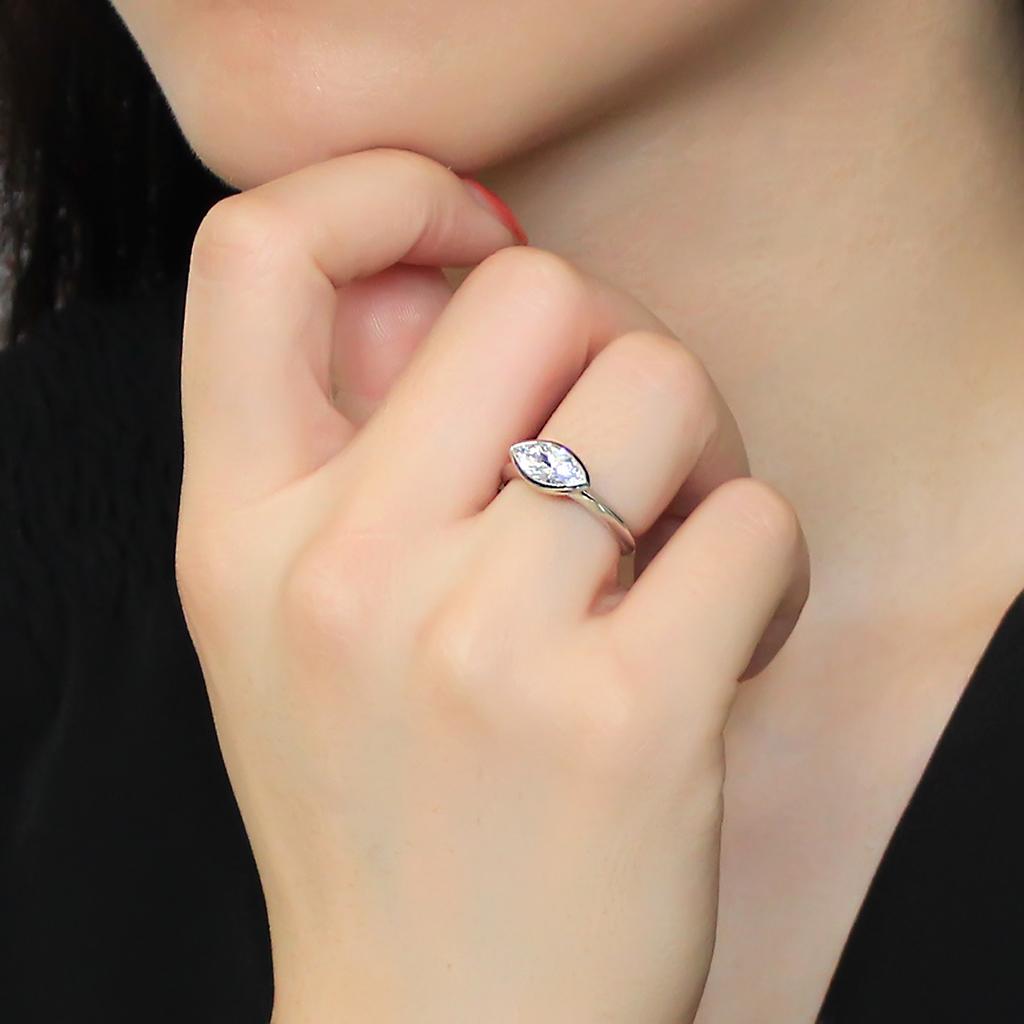Rhodium Brass Ring with AAA Grade CZ  in Clear