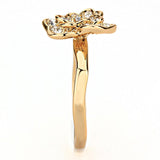 Rose Gold Brass Ring with Top Grade Crystal  in Clear