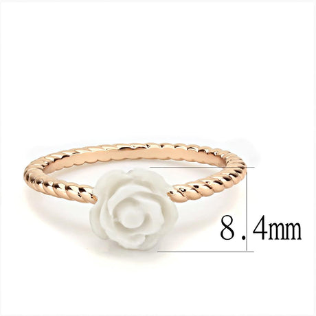 Rose Gold Brass Ring with Synthetic Synthetic Stone in White