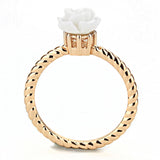 Rose Gold Brass Ring with Synthetic Synthetic Stone in White