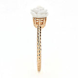 Rose Gold Brass Ring with Synthetic Synthetic Stone in White