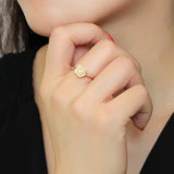 Rose Gold Brass Ring with Synthetic Synthetic Stone in White