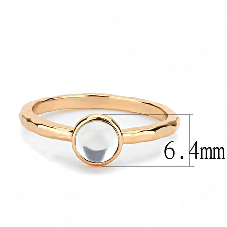 Rose Gold Brass Ring with Synthetic Synthetic Glass in Aquamarine