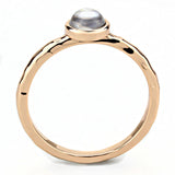 Rose Gold Brass Ring with Synthetic Synthetic Glass in Aquamarine