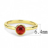 Gold Brass Ring with Synthetic Synthetic Glass in Garnet