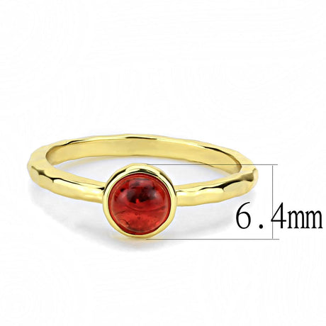 Gold Brass Ring with Synthetic Synthetic Glass in Garnet
